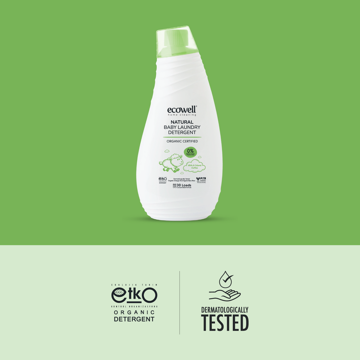 Ecowell Organik Sertifikalı Doğal Bebek Çamaşır Deterjanı – 1050 ml